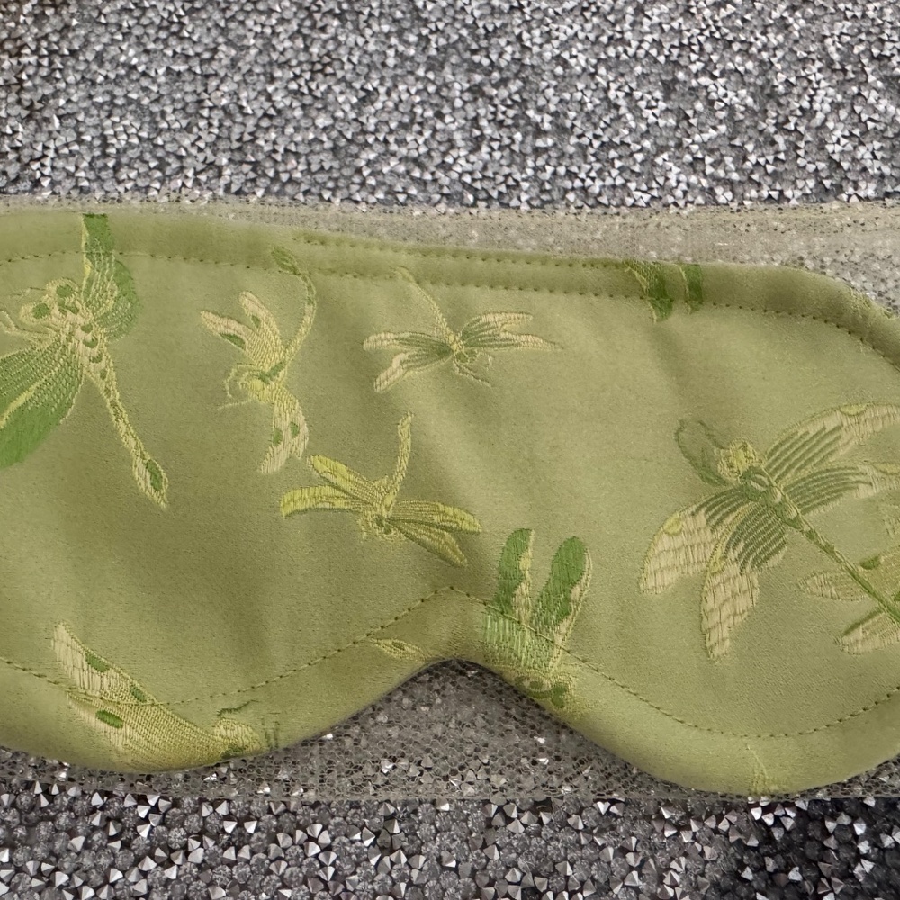 Sonoma Lavender Sleep Mask Dragonfly Silk-Blend Brocade Fabric Travel Blindfold